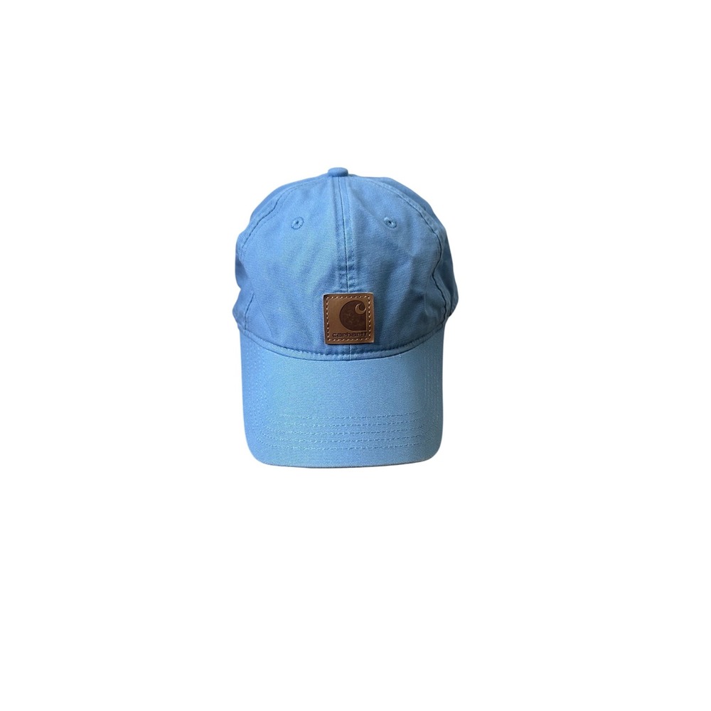 Carhartt Light Blue Baseball Cap with Brown Leather Patch